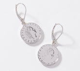 Eterna Gold Mini 50-Silver Tone Lire Coin Lever-Back Earring 14K